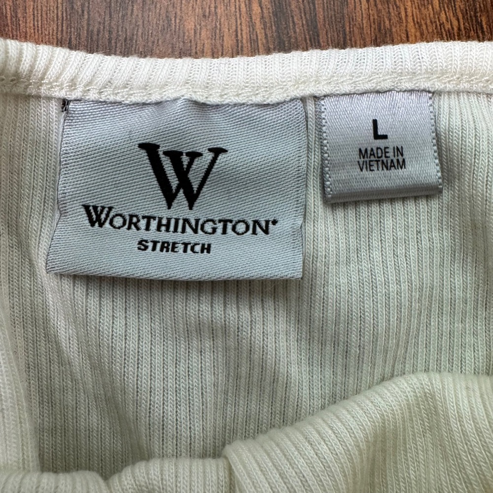 Worthington Lace Trim Cami Tank Top Cream Women's Size Large NWT Y2K - Picture 7 of 7
